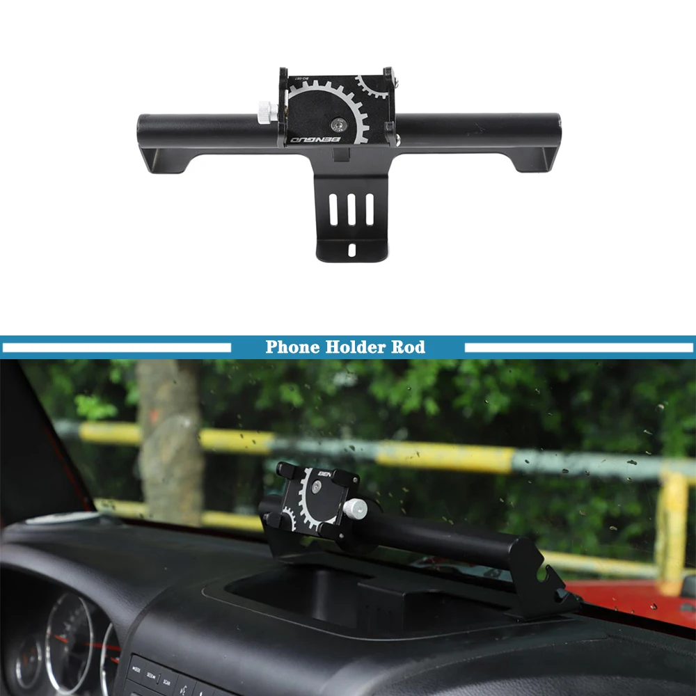 Dashboard Phone Holder Rod GPS Mount Bracket for Jeep Wrangler JK JL Gladiator JT 2007-2023 2/4-Door Car Accessories Metal Black