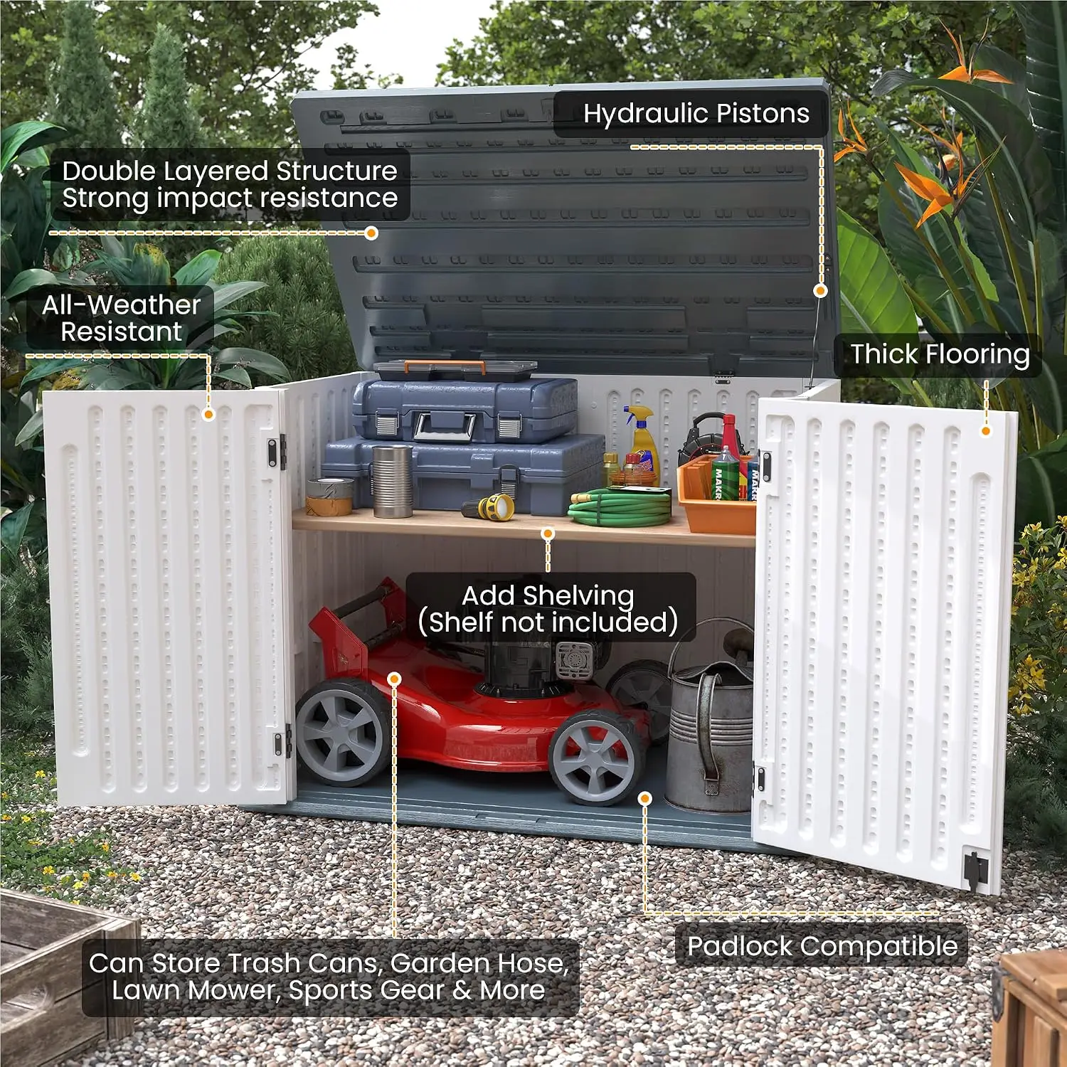 Vertical Storage Shed 51 Cu.ft Resin Outdoor Cabinet Grey, Customized