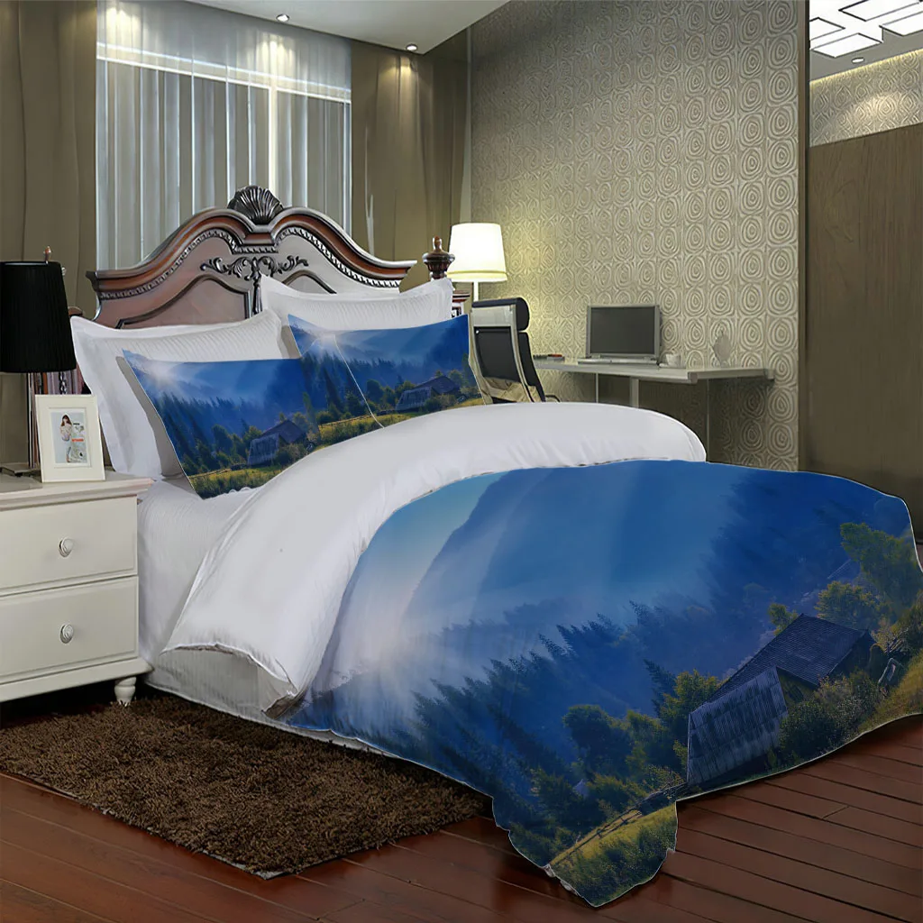 HUANZHUANG 3D Blue Sky Landscape Printed Bedding Set Kids Adults 3Pcs Duvet Cover With Pillowcase Comforter Bedding Quilt Cover