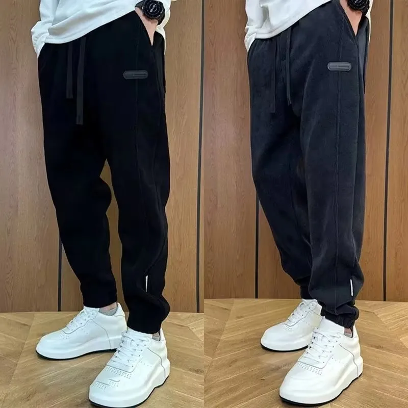 

Thiened Corduroy Men's Casual Pants Autumn Winter Fce Lined Loose Sports Sweatpants for Working And Leisure Activities