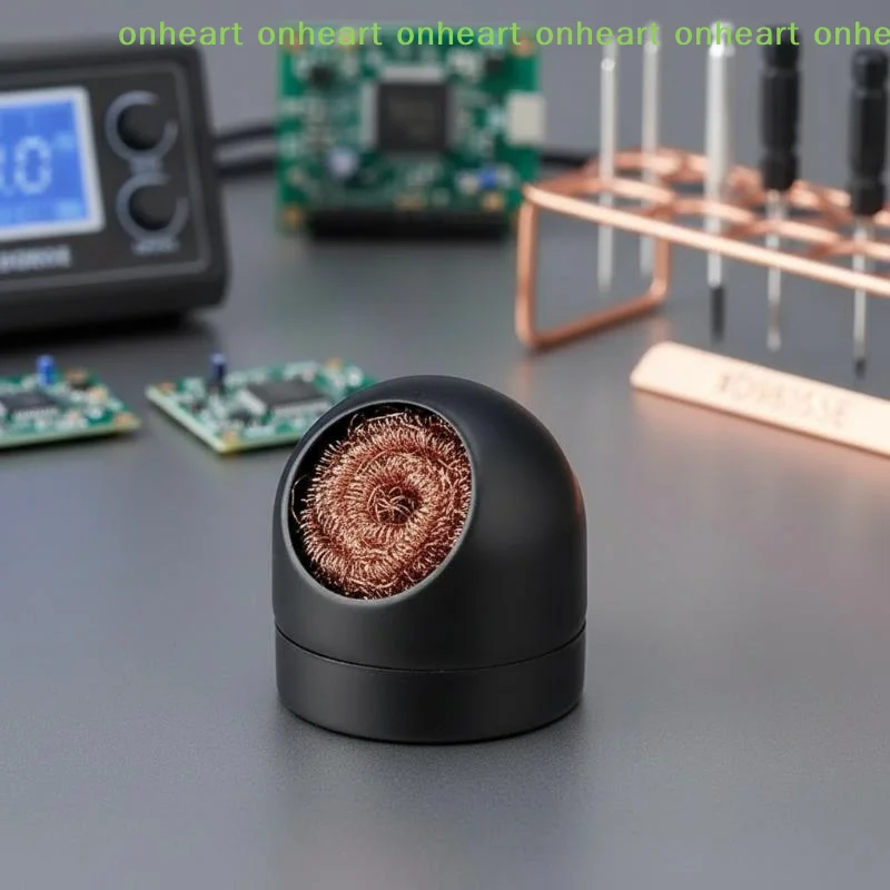 [C]Soldering Iron Tip Cleaner High Efficiency Copper Wire Mesh Metal Base No Temperature Drop for Electronic Labs