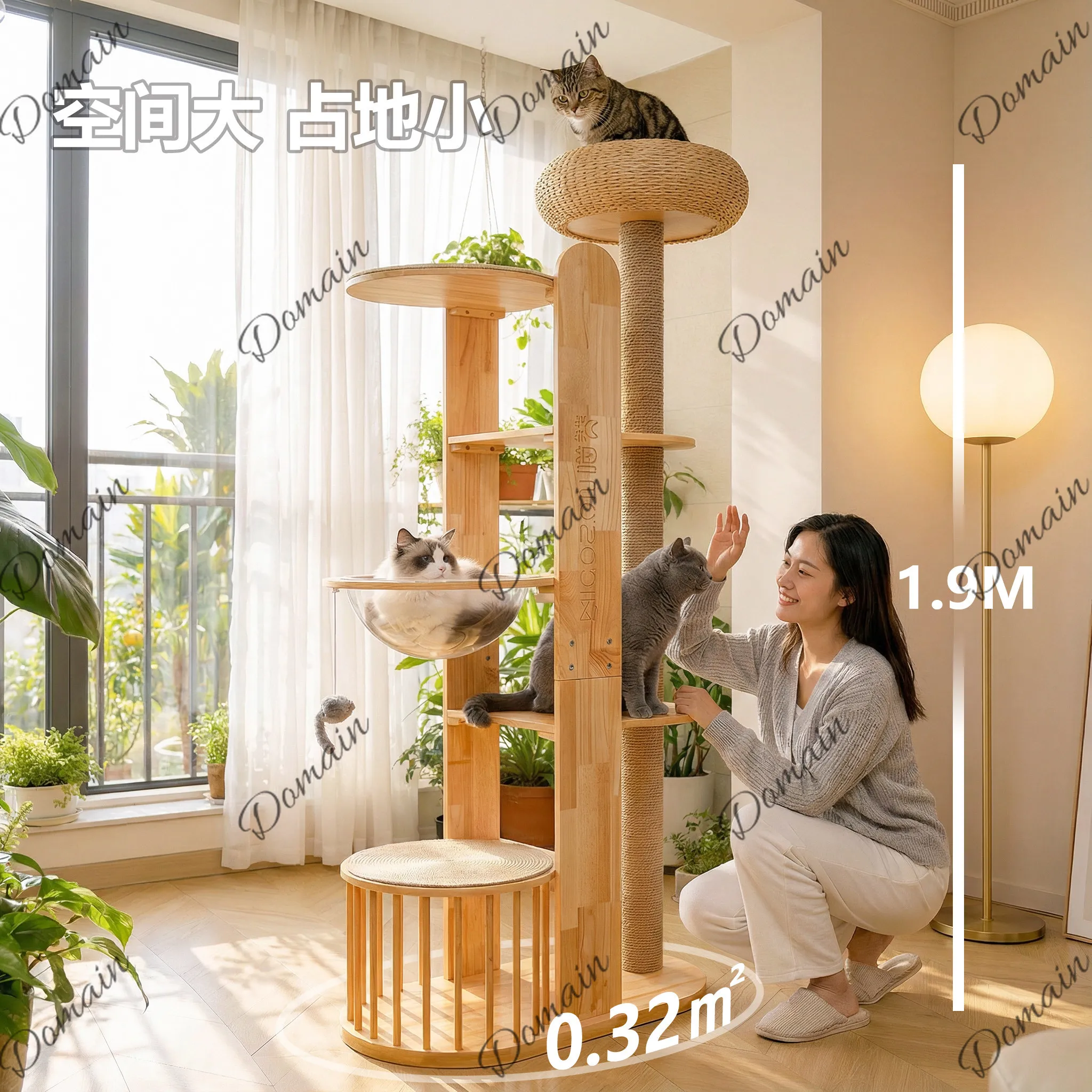 solid wood large cat climbing frame cat nest integrated does not occupy the Maine sisal scratching board cat climbing column