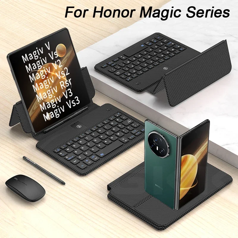 

RICKE Leather Fold Stand Keyboard For Honor Magic V V2 V3 VS2 3 Bluetooth Wireless Keyboard With Touch Pen Mouse Hard Case Cover