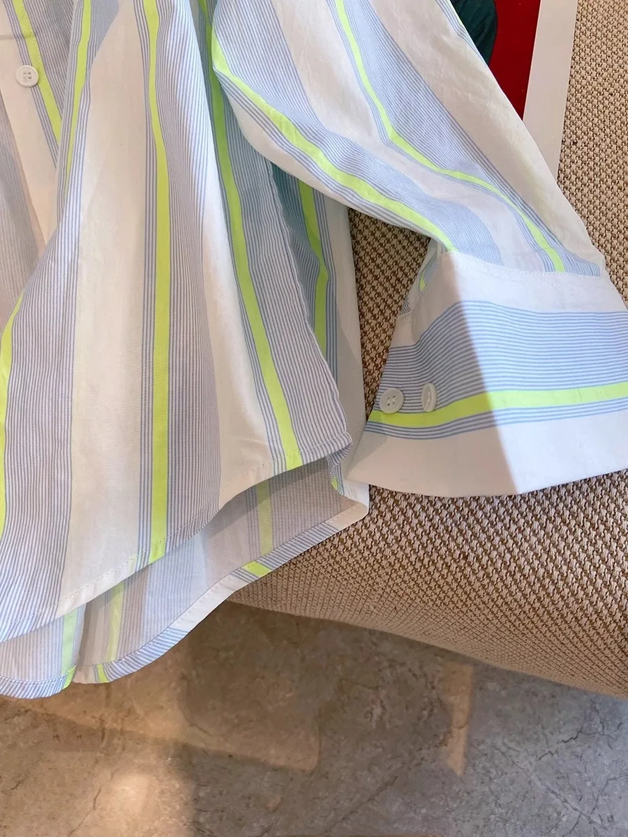 

Летняя повседневная свободная женская защита от солнца irt в полоску с длинным воротником-светом, модная верхняя одежда, топ