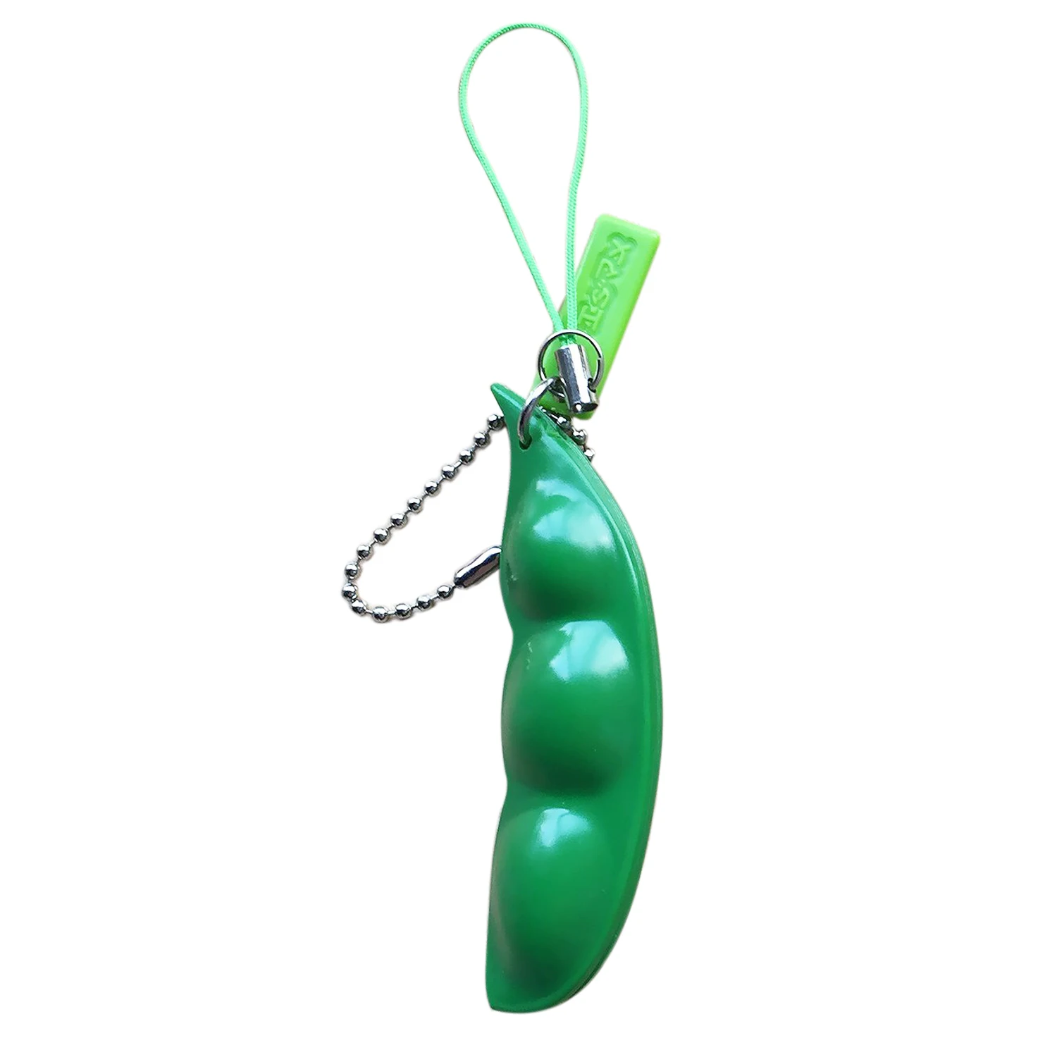 3 Pack Squeeze-a-Bean Puchi Puti Edamame Keychain Keyring Extrusion Bean Pea Soybean Toys Gift