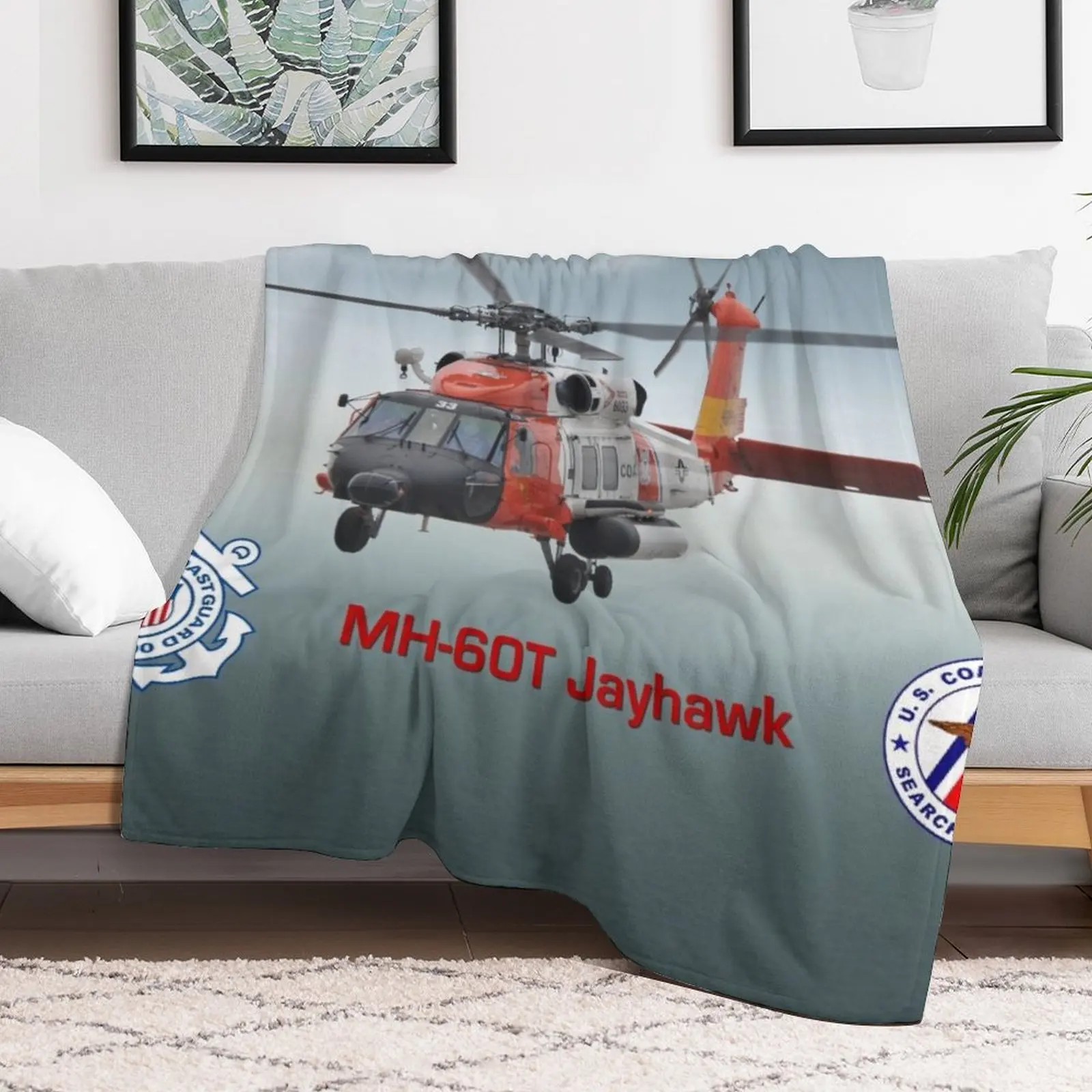 MH-60 Jayhawk USCG SAR Throw Blanket Extra Large Throw Loose warm for winter warm winter Blankets