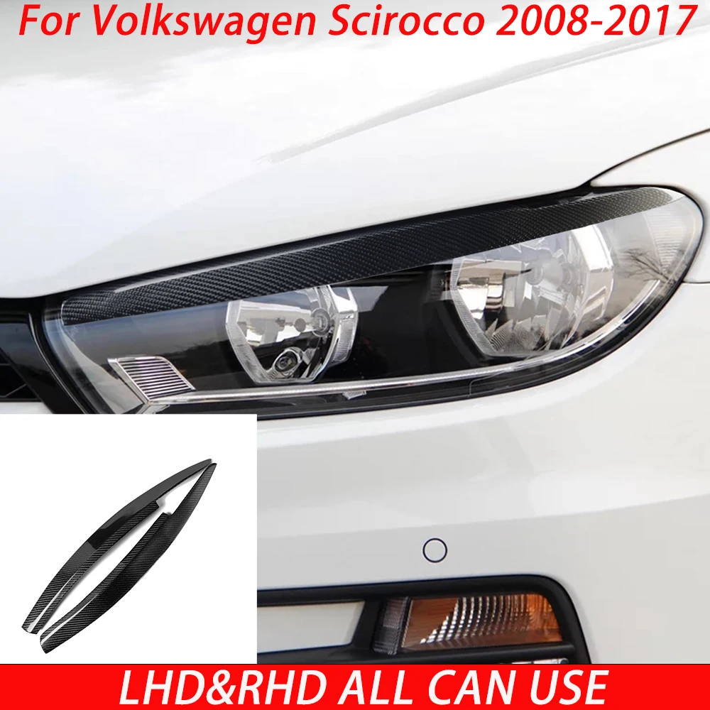 For Volkswagen Scirocco 2008-2017 Carbon Fiber Lamp Eyebrows Car Exteriors Accessories Modifications Decorations Stickers