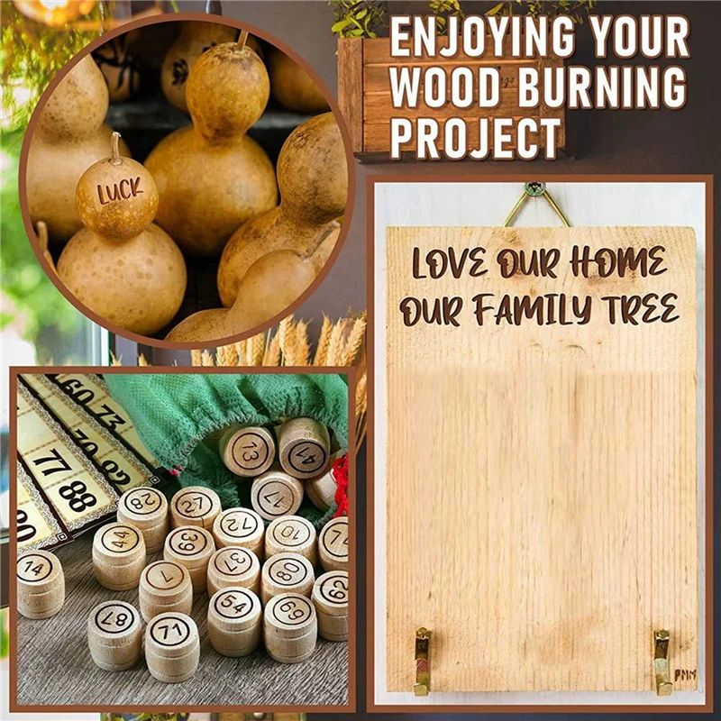 Juego de puntas para quemar madera, 56 piezas, incluye número del alfabeto, artesanía, tallado en relieve