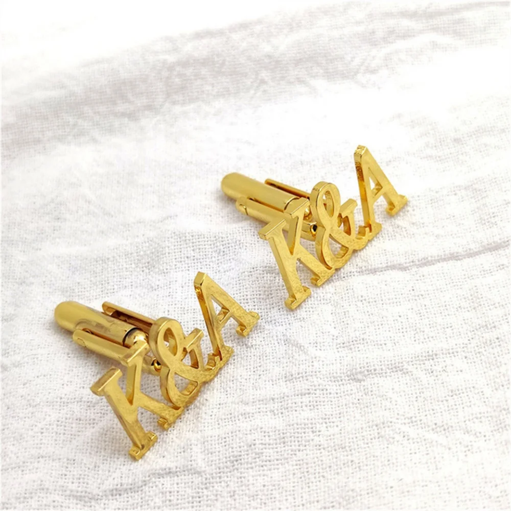 

LeeChee Personality Cufflinks Stainless Steel Custom Name Letter Nameplate Customized Jewelry Gift For Men