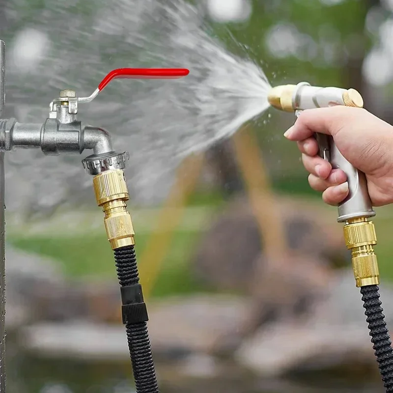 Garden Tools Water Faucet with Split Mouth 1/2' & 3/4' Outside & Inside Used Easy Turn On/Off Lever Handle Watering Supply Taps