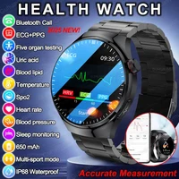 Nuevo reloj inteligente con medición de salud ECG + PPG, lípidos en sangre, presión arterial, ácido úrico, HRV, probador AMOLED HD BT, llamada, pulsera inteligente para mujer