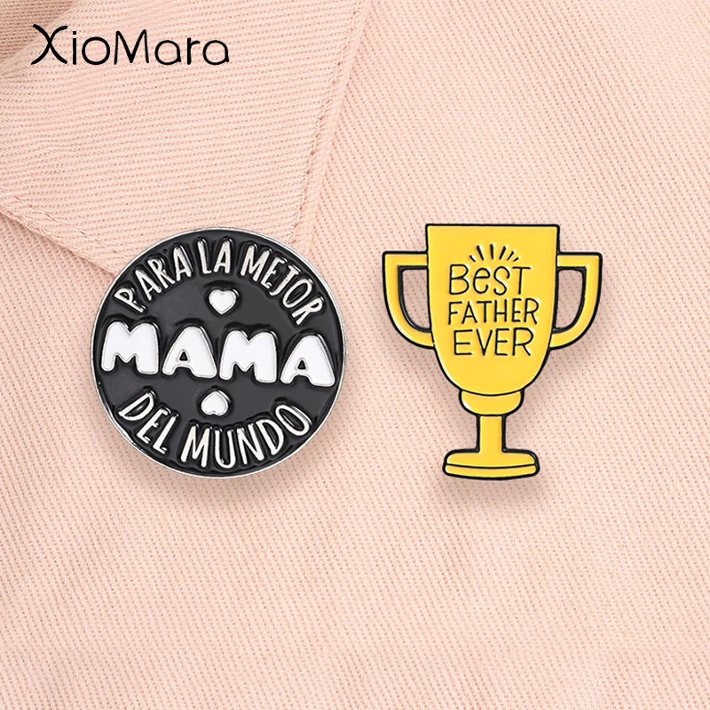 Pins Esmaltados para la Mejor Mamá del Mundo, Trofeo del Mejor Padre del Mundo, Broches de los Mejores Padres, Joyería de Solapa, Regalos para Mamá y Papá