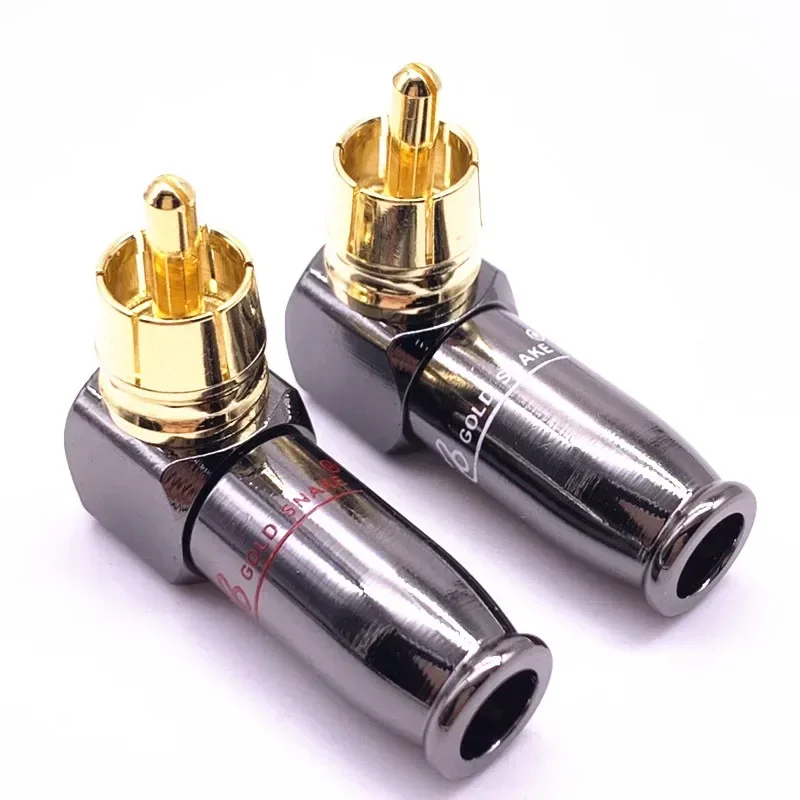 90 gradi Loafing testa RCA pistola a forma di L nero placcato oro assemblaggio RCA gomito dorato bronzo loto piegatura RCA gomito saldato