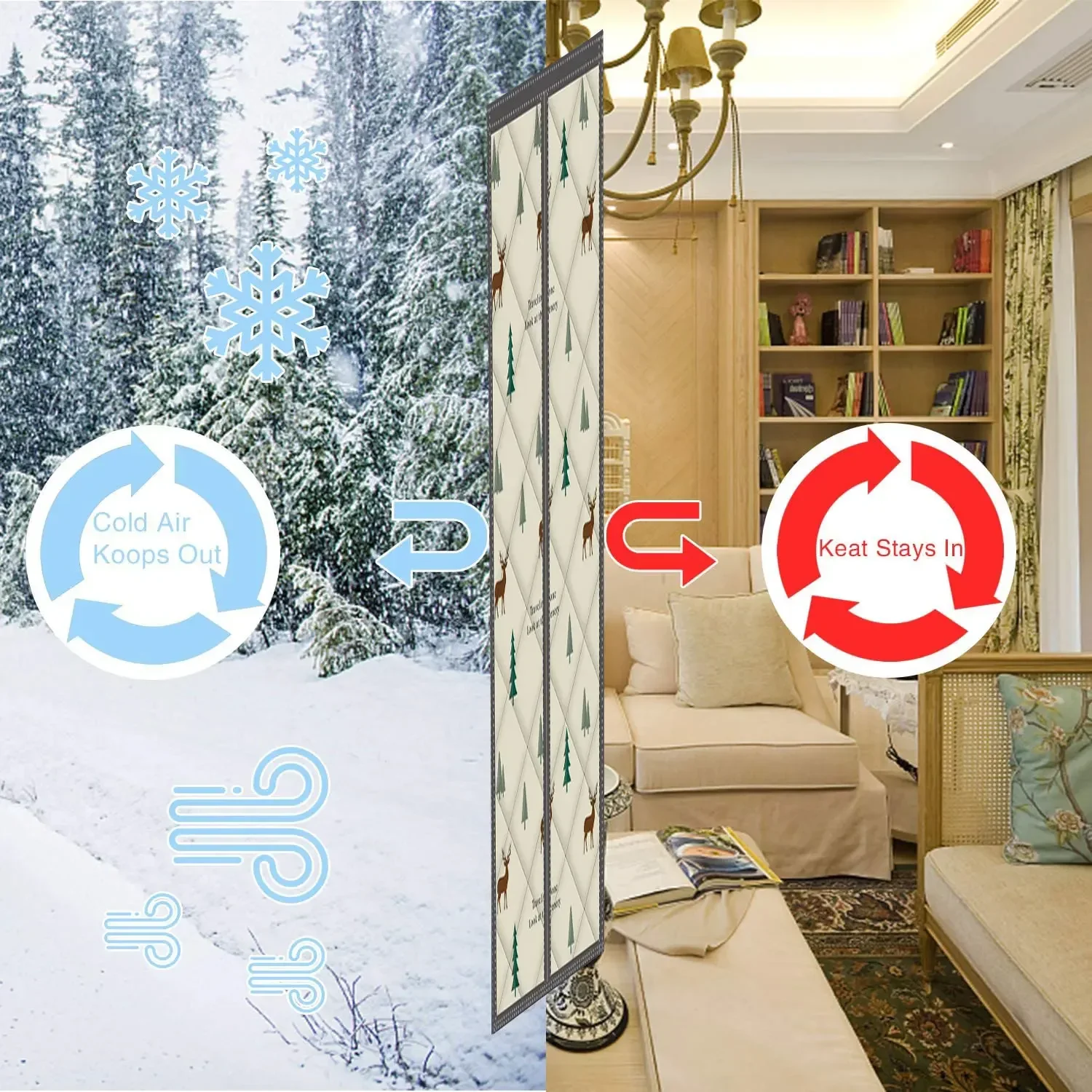 Custom Size Thickened Cotton Door Curtains in Winter, Warm Windproof Sealed Partition Curtains, Coldproof Windproof Cartoon