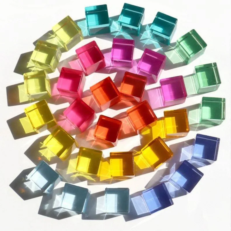 20-98 peças cubo acrílico de cristal arco-íris empilhados blocos de pedras preciosas para que as crianças aprendem blocos de construção sensoriais coloridos