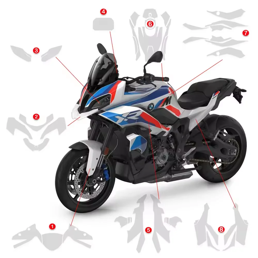 2025 M1000 XR Motorcycle Paint Protection Film PPF Self-Healing TPU Clear Anti-Scratch UV Resistant Cover Kit For BMW M1000XR