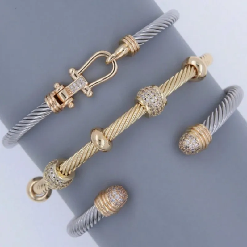 Vintage Stainless Steel Punk Goth Style Cuff Bangle for Women Dual-Tone Gold And Silver Design Bracelet Party Jewelry Gifts