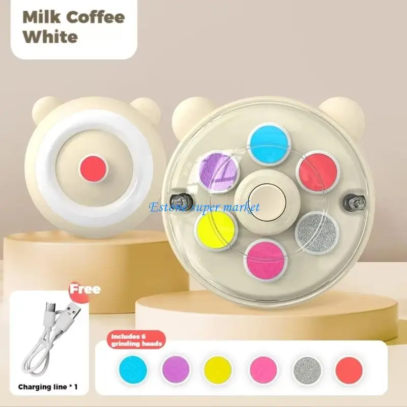 090B آلة مطحنة أظافر الرضع تصميم منخفض الضوضاء جهاز حفظ 360 درجة مع 6 وسادة بديلة لحديثي الولادة والأطفال الصغار #5