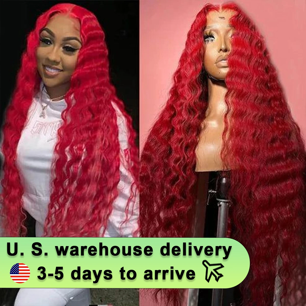 

250 Density 40 Inch Red Deep Wave Human Hair Wig 13x5 Lace Front Human Hair Wig 13x6 Lace Frontal Red Curly Wigs Remy For Women