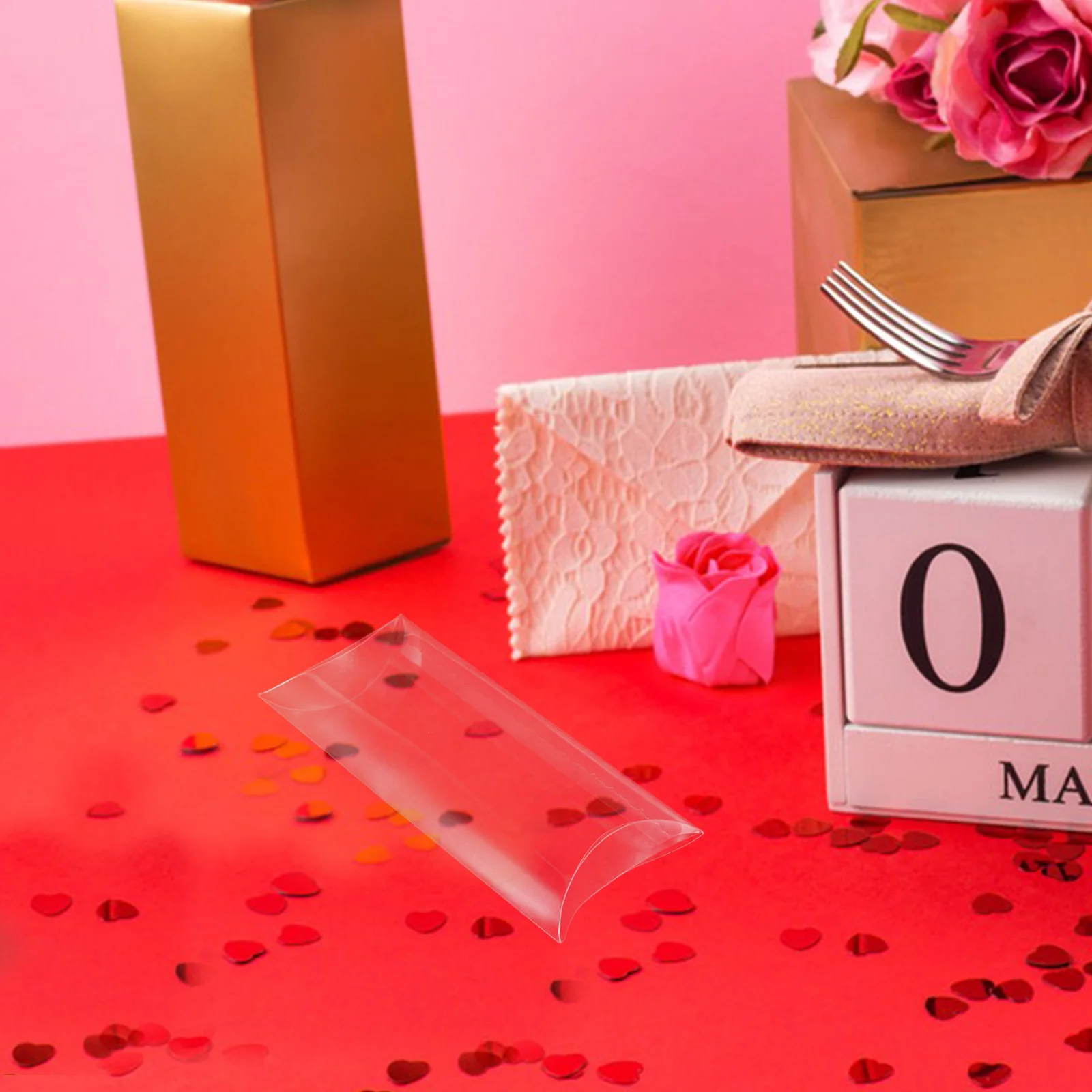 

50pcs Transparent Pillow Boxes Clear Pvc Candy Packaging For Wedding Birthday Party Snack Jewelry Display Storage Container