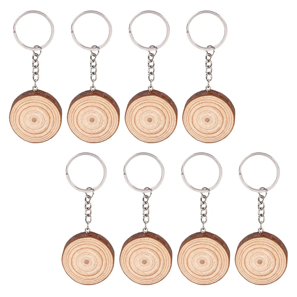 

Round Wood Pieces Keychain Pendants Smooth DIY Decor Hanging Car Chains Wooden Keyring Accessories Sewing Crafts