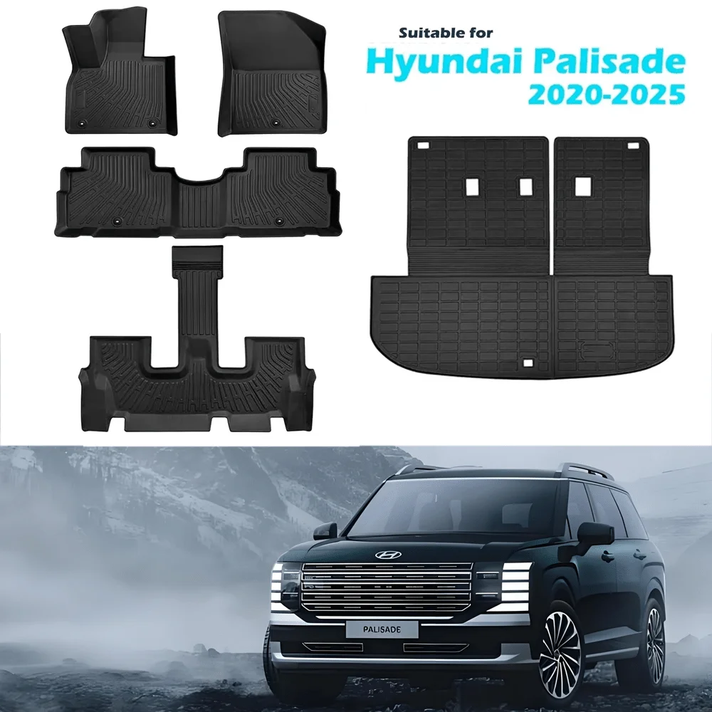

Floor Mats for Hyundai Palisade 2025 2024-2020 All Weather Cargo Liner Backrest Mat TPE Trunk Mat with Backrest Mat Accessories