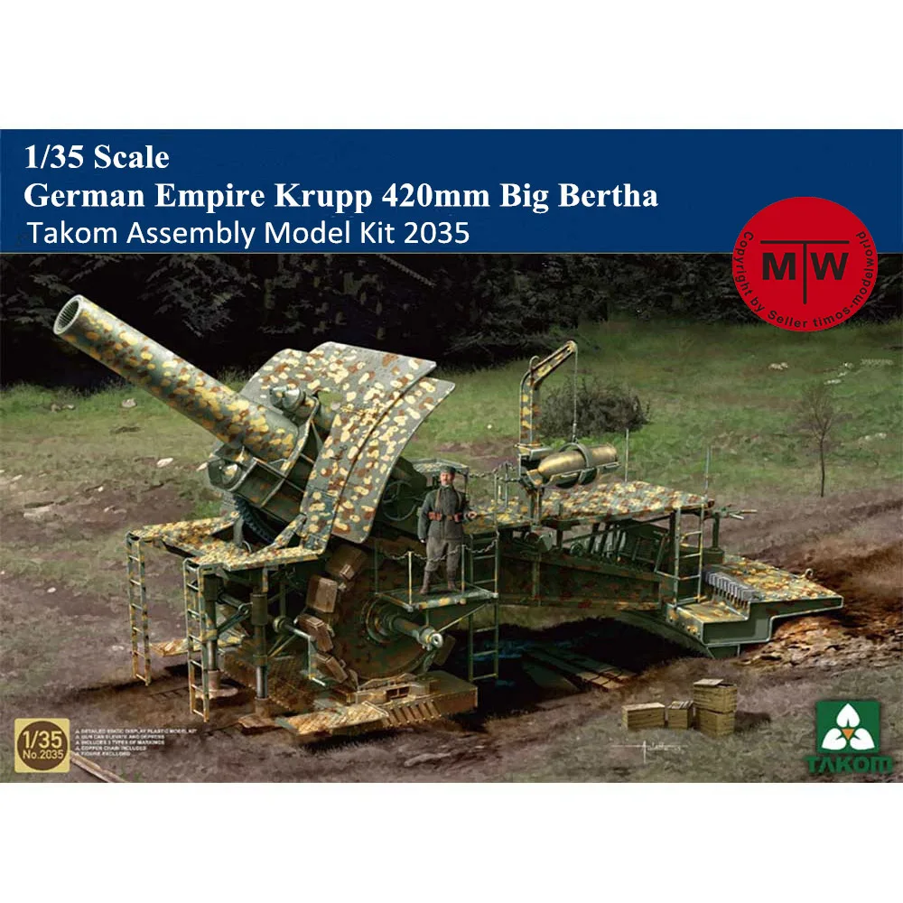 

Takom 2035 1/35 Scale German Empire Krupp 420mm Big Bertha Military Plastic Assembly Model Kits