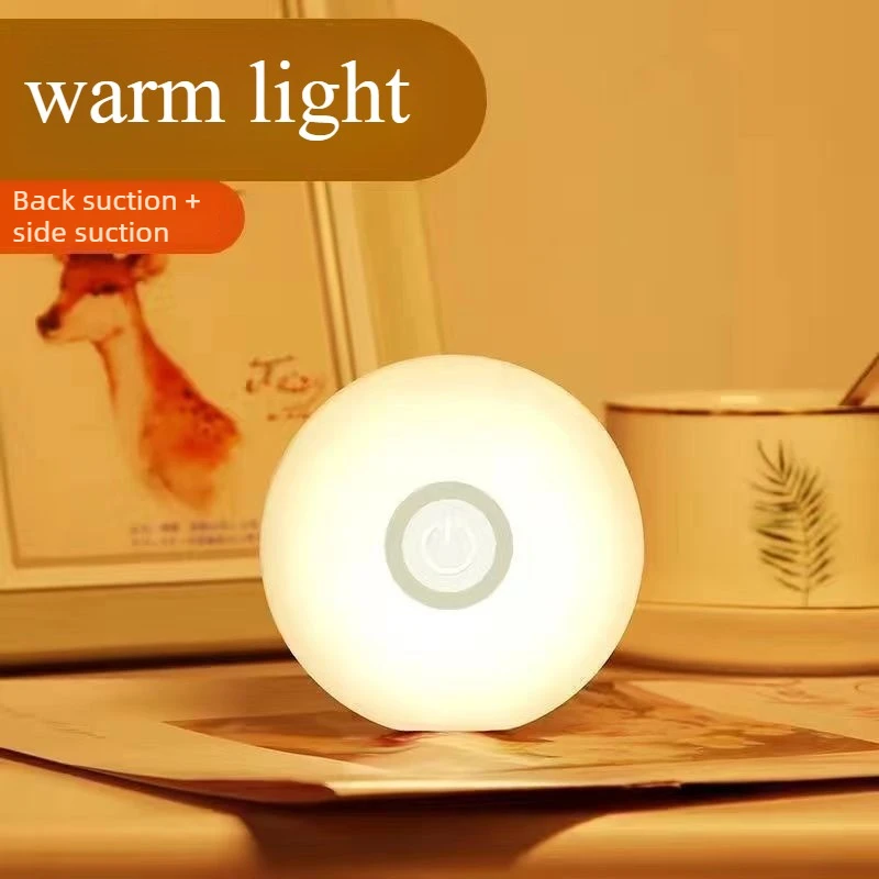 Energy Saving Led Touch Sensor Night Lights USB Rechargeable Magnetic Wall Light Room Aisle Bedroom Round Portable Night Lamp