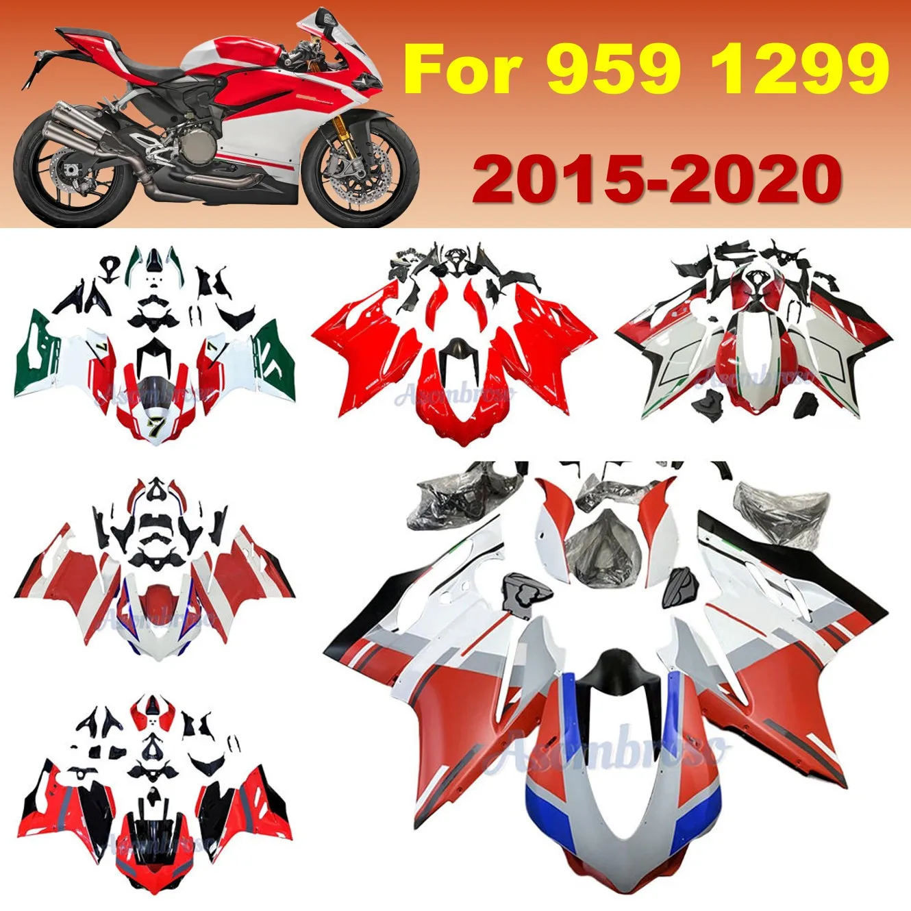 

Комплект обтекателей для DUCATI PANIGALE 959 1299 2015 2016 2017 2018 2019 2020, индивидуальный послепродажный обтекатель из АБС-пластика