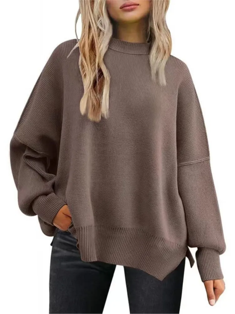 

Casual Solid Knit Sweater For Women Fashion Long Sleeve O Neck Pullovers Sweaters Tops Lady Holiday Office Clothes Winter New