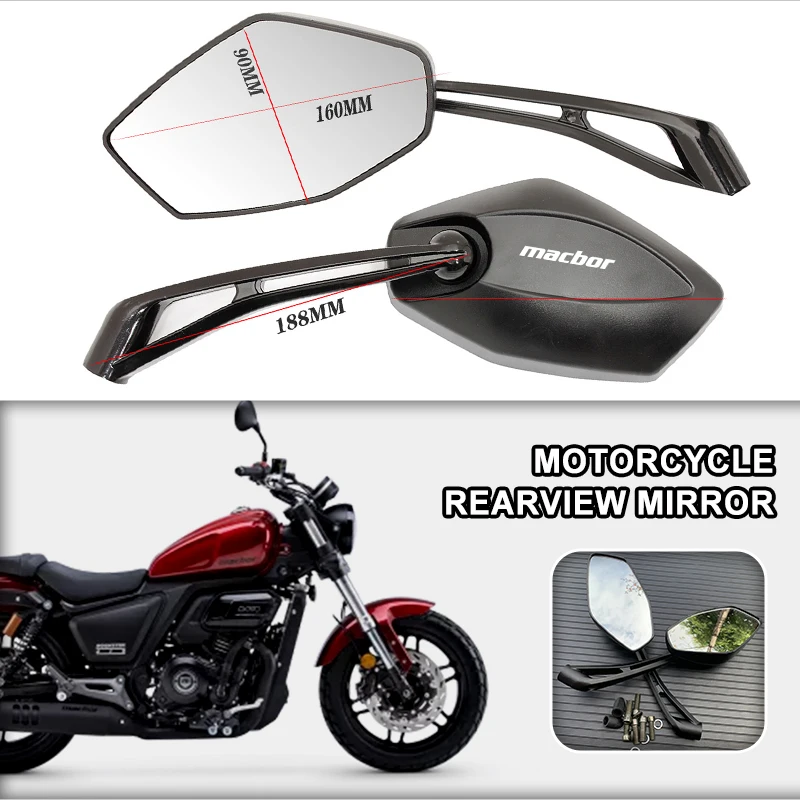 Motorcycle Rearview Mirror HD Wide-Angle 360° Rotating Handlebar Mount For Macbor Montana XR1 Rockster flat125 Mile Eight  XR5