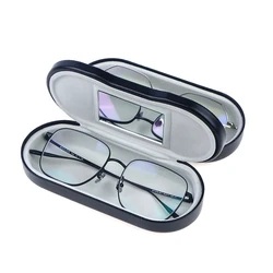 Double Interlayer Metal Eyewear Case Leather Frame Glasses Case Storage Double Layer Mirror Box