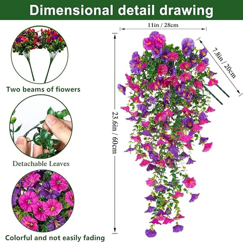 

Artificial Flowers Rattan Morning Glories Vines Outdoor Wedding Wreath Bridal Home Room Yard Festival Decor Diy Art Garden Plant