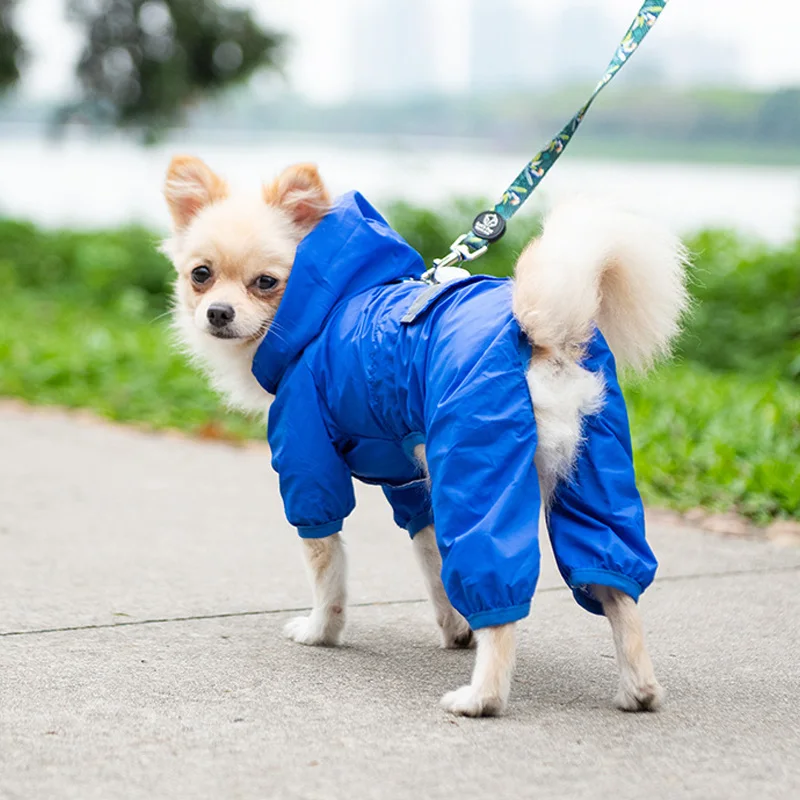 Pet Dog Waterproof Raincoat Jumpsuit Reflective Rain Coat Sunscreen Dog Outdoor Clothes Jacket for Small Dog Pet Supplies