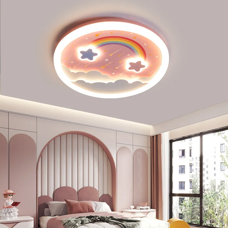 

Pink Children's Room Rainbow Ceiling Lights Cloud Unicorn Light Warm Romantic Princess Room nursery Girl Bedroom Ceiling Lamps