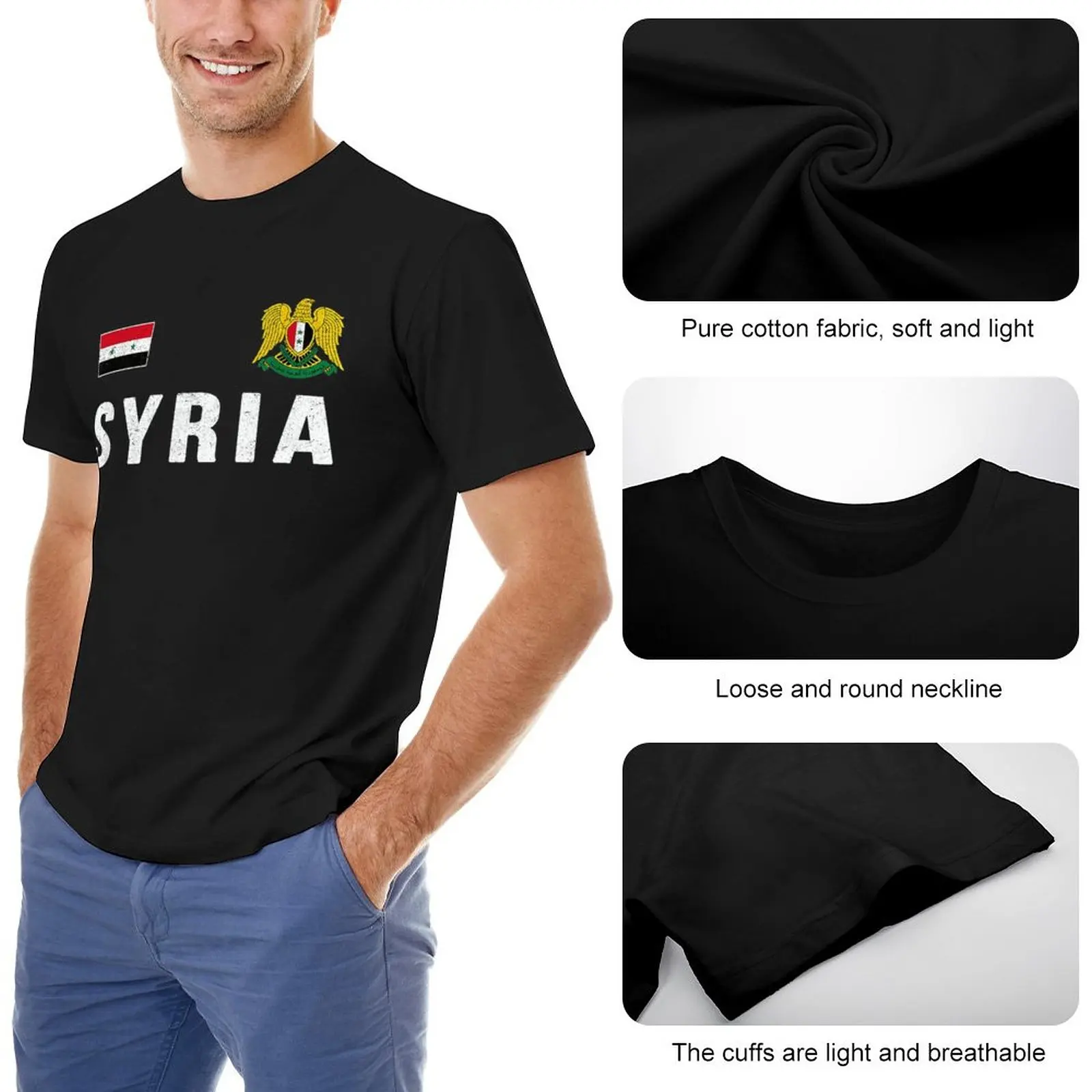 Więcej wzorów flaga syrii syryjczycy mężczyźni Tshirt koszulki T-Shirt O-neck t-shirty kobiety chłopcy odzież 100% bawełna