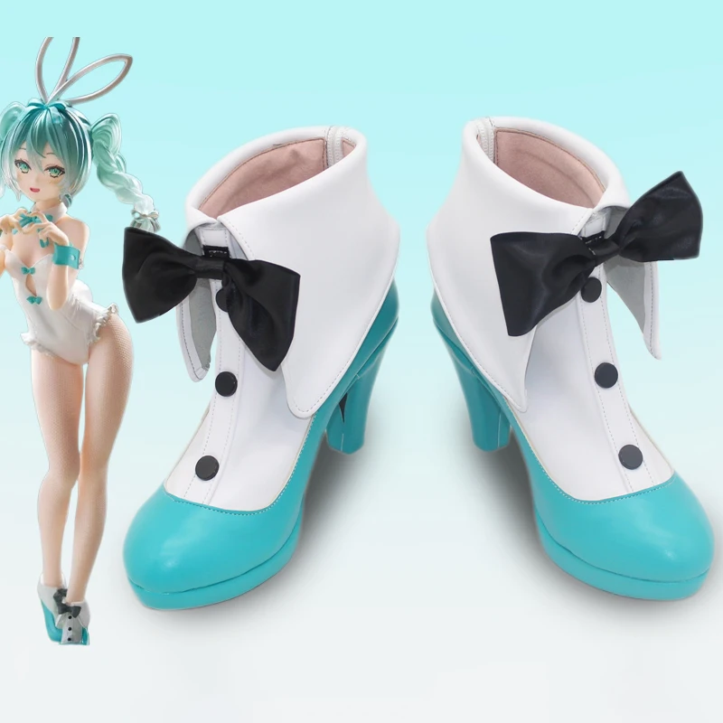 

Miku Bunny Girl, обувь для косплея, ботинки для ролевых игр в стиле аниме, карнавальные вечерние сапоги для Хэллоуина для женщин