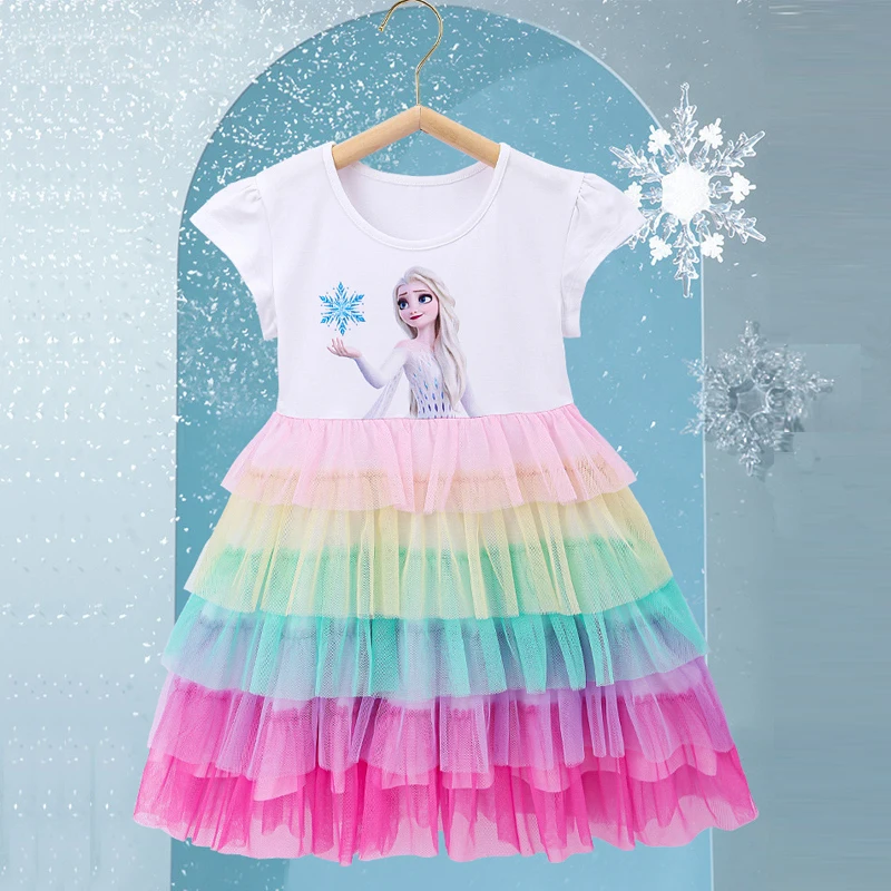 Girls Clothes 2024 New Summer Princess Dresses Disney Kids Dress Frozen Elsa Party Baby Dresses for Children Clothing