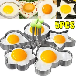 5/4/1Pcs Stainless Steel Fried Egg Mold Heart Round Omelette Mould Frying Eggs Molds Pancake Shaper Cooking Tools Kitchen Gadget