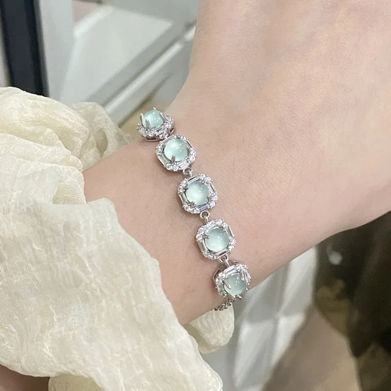 Xiaohongshu Best-Selling Water Egg Noodle Princess Bracelet with Ice-Grade Gemstones, Fashionable High-End Lightweight Luxury Un