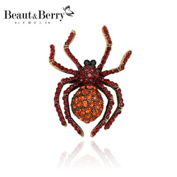 Beaut&Berry ハロウィーンのスパイダーブローチトレンディな5色ユニセックスラインストーン動物オフィスパーティーカジュアルピンジュエリーアクセサリーギフト