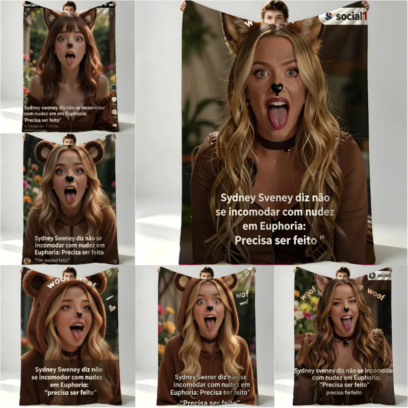 Couverture en flanelle imprimée style décontracté Euphoria Season 3 Sydney Sweeney, chaude et portable, pour canapé, bureau, camping, temps libre