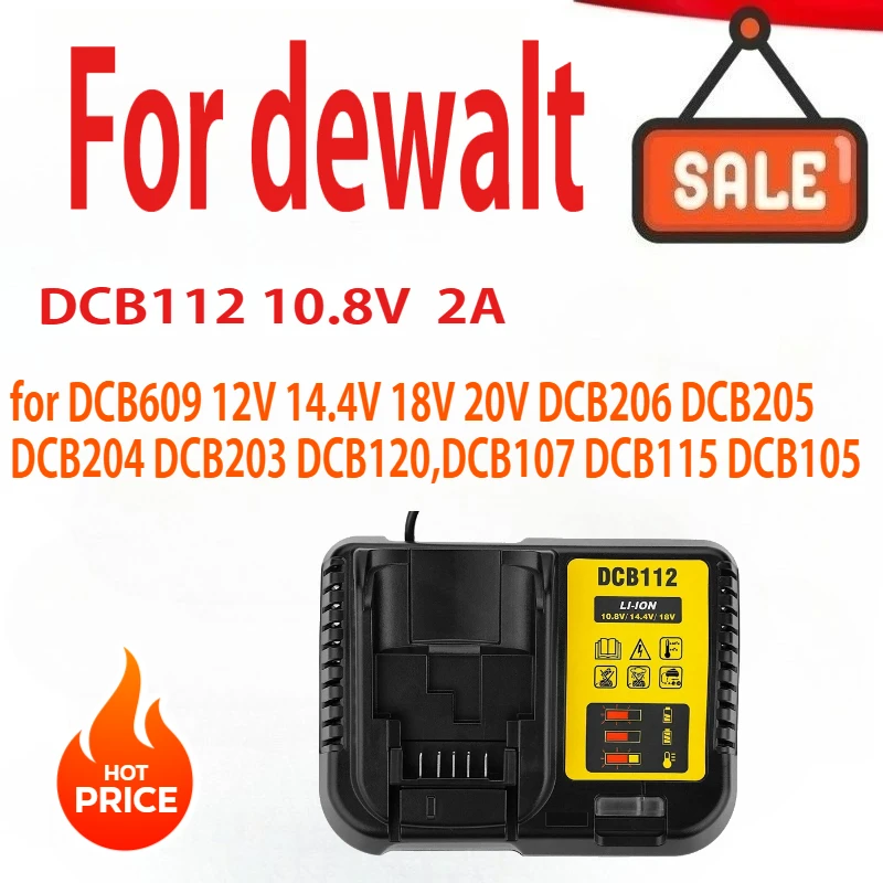 

DCB112 DCB609 Lithium Battery Charger For dewalt 10.8V 12V 14.4V 18V 20V DCB206 DCB205 DCB204 DCB203 DCB120,DCB107 DCB115 DCB105