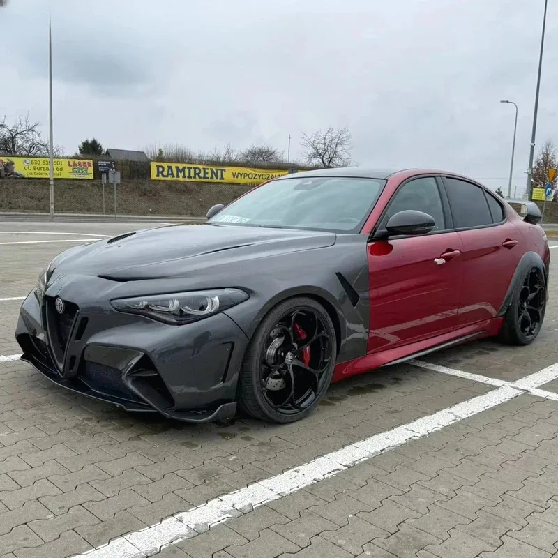 Gtam Style Carbon Fiber Wide Front Bumper With Fender for Alfa Romeo Giulia Body Kit