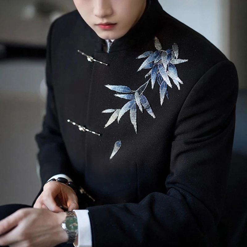 Chinese Style Wedding Suit Set for Men Youth Adult Ceremony Engagement New Groom Western Suit  Suit Traditional Wedd...