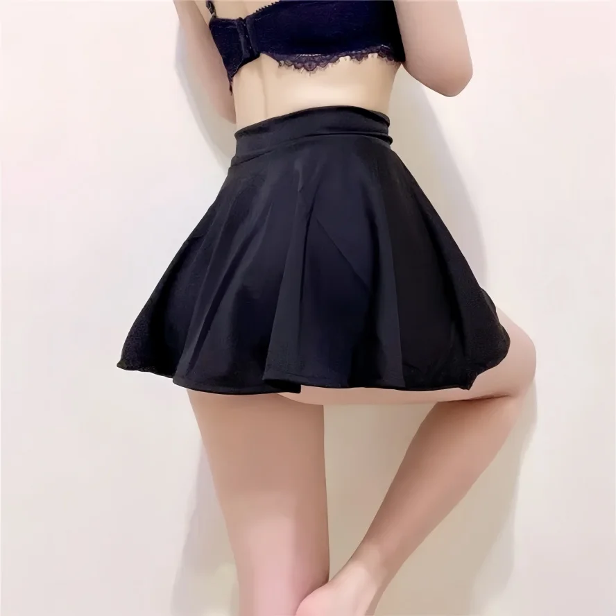 FREEAUCE High Waist A Line Pleated Mini Skirt Black White Short Skirts for Women Gothic Girls Christmas Night Club Street Wear
