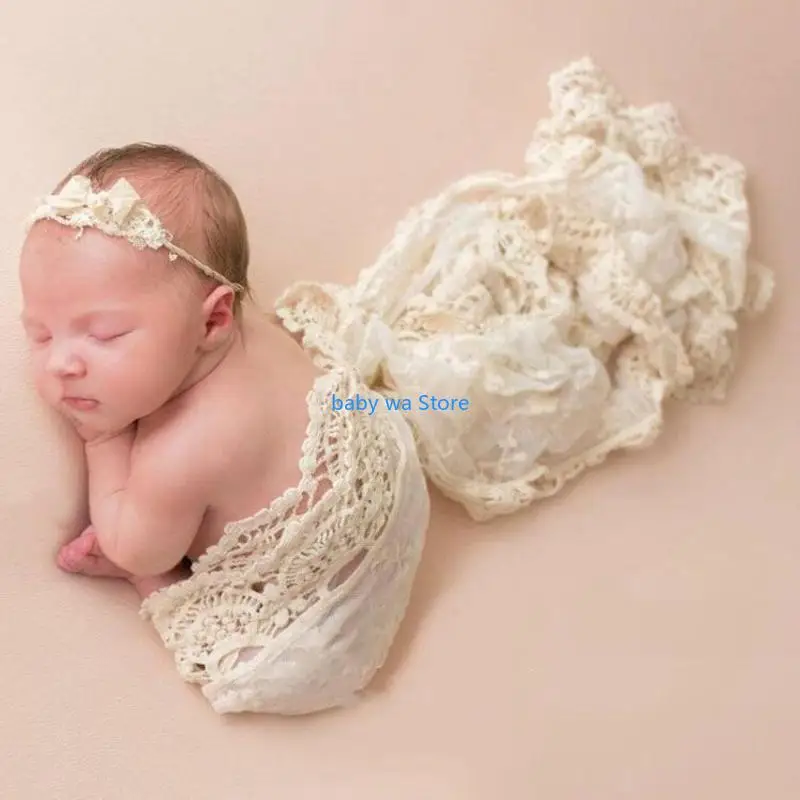 Baby Photography Props Blanket Newborn Photo Outfits Infant Lace Wrap 4XBD