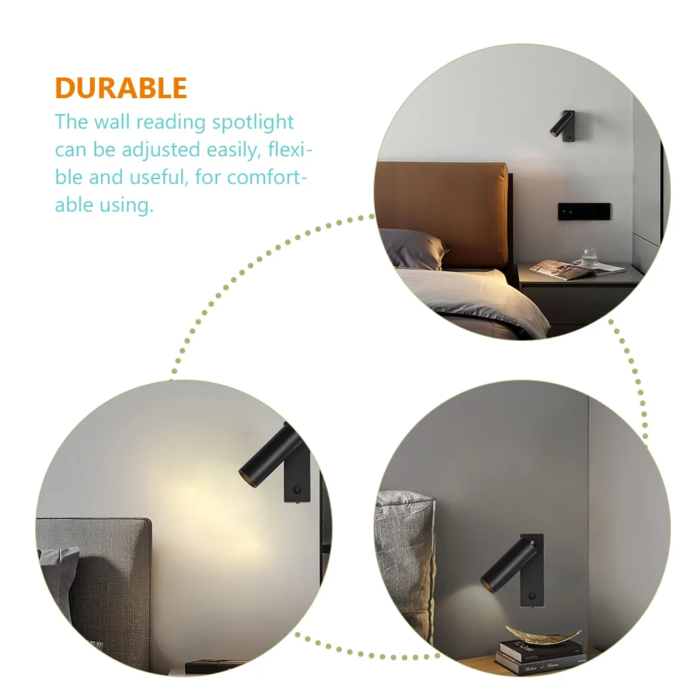

Led Wall Reading Spotlight Adjustable Wall Mounted Bedside Lamp Bright Light For Bedroom Living Room Study Room Durable Compact