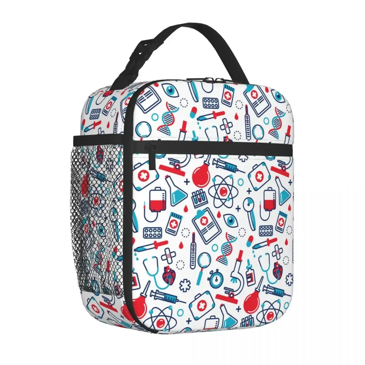 Chemical Medical Health Care Pattern Insulated Lunch Bag Lunch Container Cooler Bag Tote Lunch Box Work Outdoor Food Storage Bag