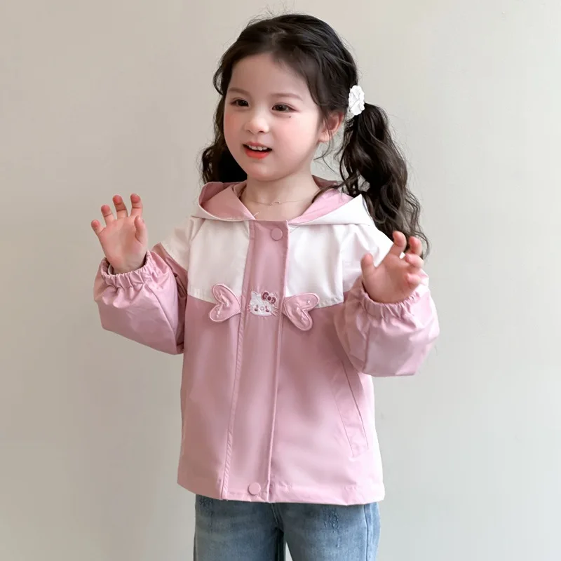

Girl New Hello Kittys Coat Sanrios Spring Autumn Anime Figure Kawaii Shock Suit Jacket Hooded Children's Clothing Hoodies